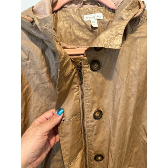 Garnet Hill Coated-Linen Hooded Utility Coastal Rain Jacket Coat 10 - Picture 15 of 16